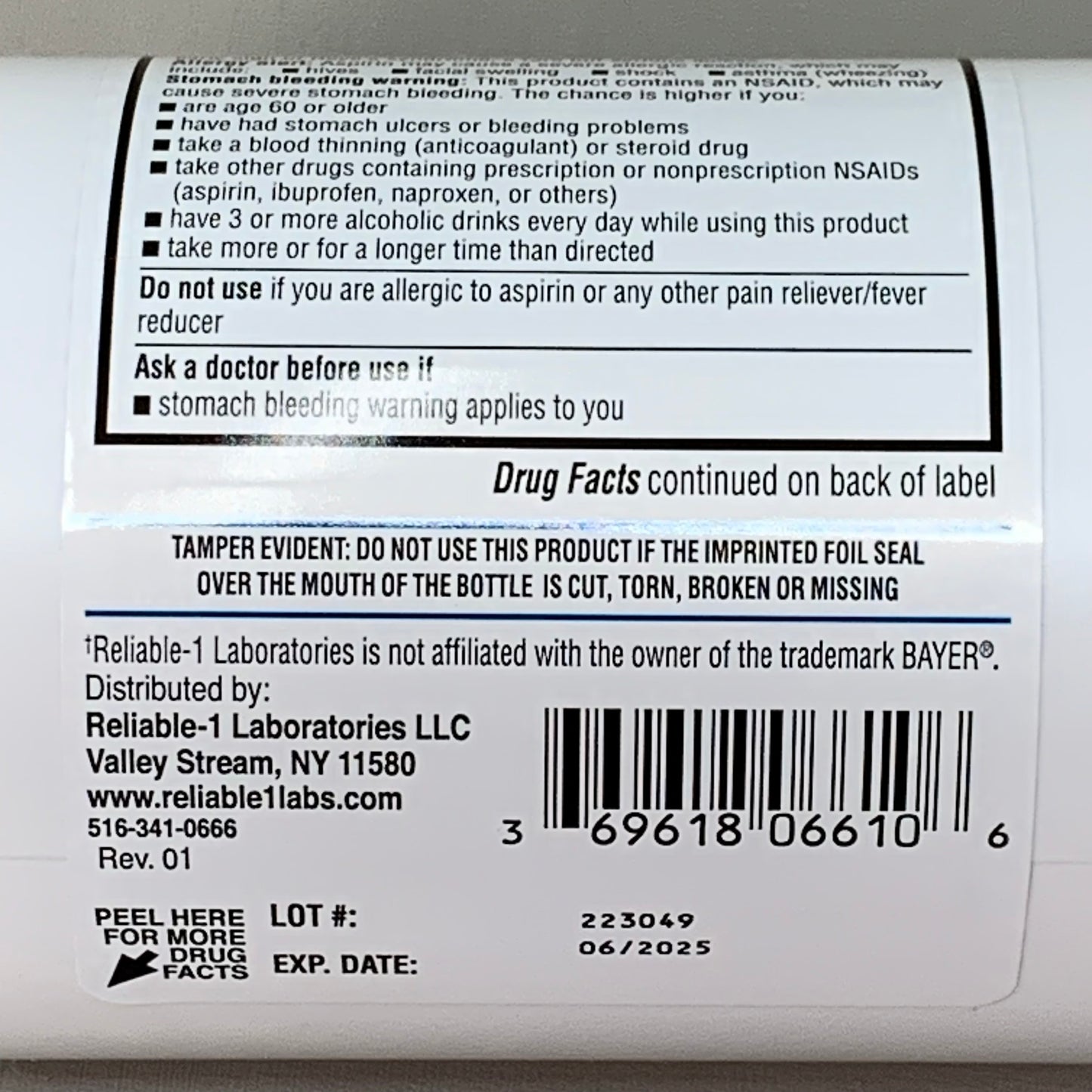 RELIABLE 1 (3 PACK!) Asprin 81 mg EC Tablets 223049 BB-06/2025