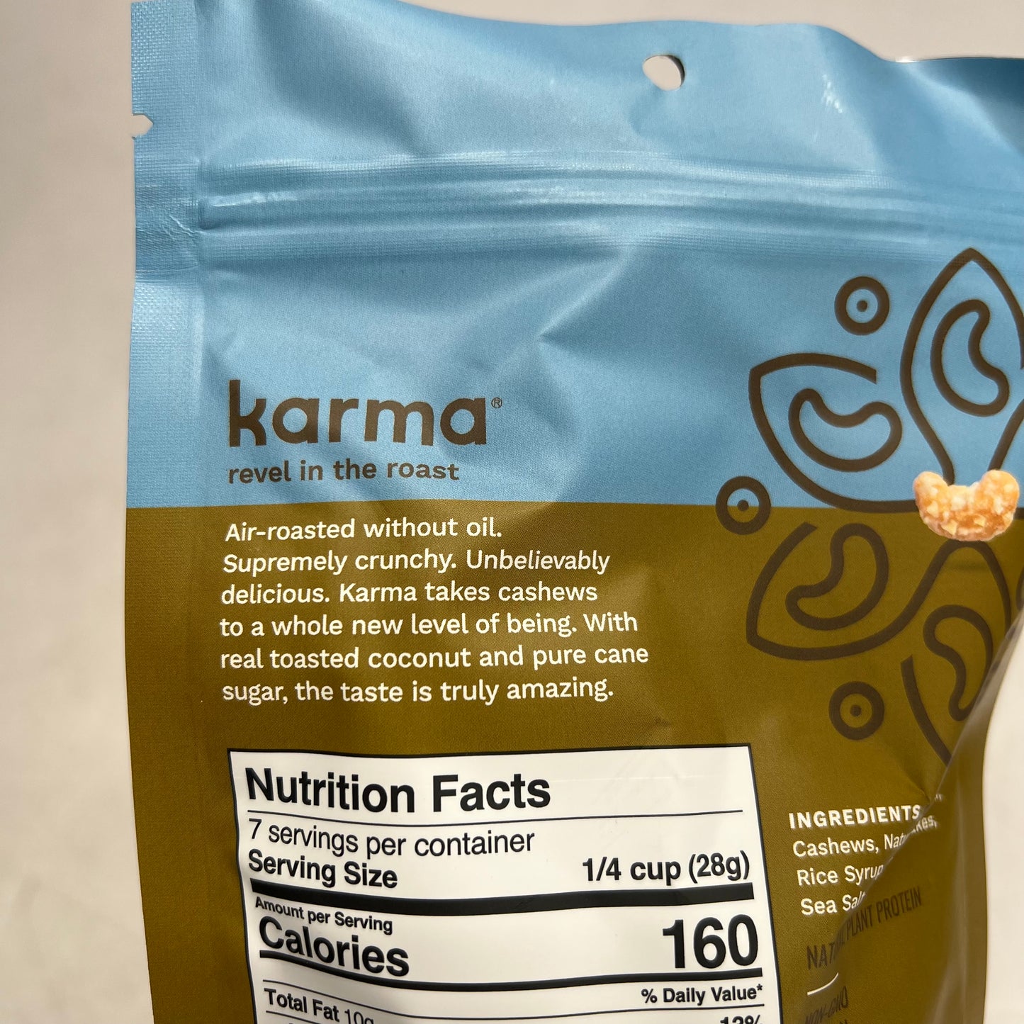 KARMA (6 PACK) Toasted Coconut Roasted Cashews 6 Essential Minerals 7oz BB 04/27