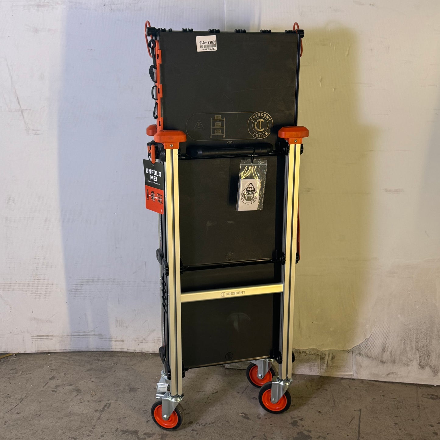 CRESCENT Folding Jobsite Cart Sz 29.5"L x 18"W x 42"H, Black & Orange ATG-9785