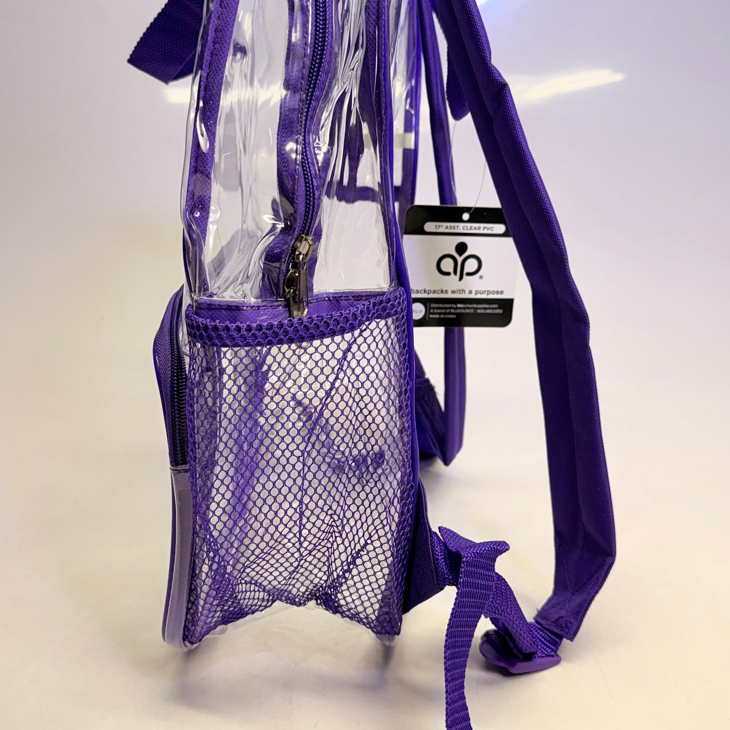 BWAP 17" Clear Plastic Backpack 17" x 12" x 6" Color Purple BP1643