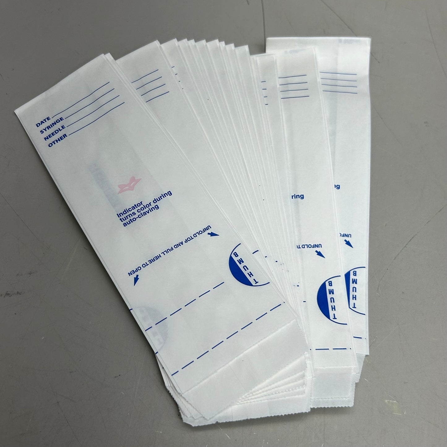 FOX CONVERTING  (1 Box, 1000 Bags) Tape Seal Sterilizing Bags 2.5"x1.5"x7.5" 150000101 (New Other- Distressed Packaging )