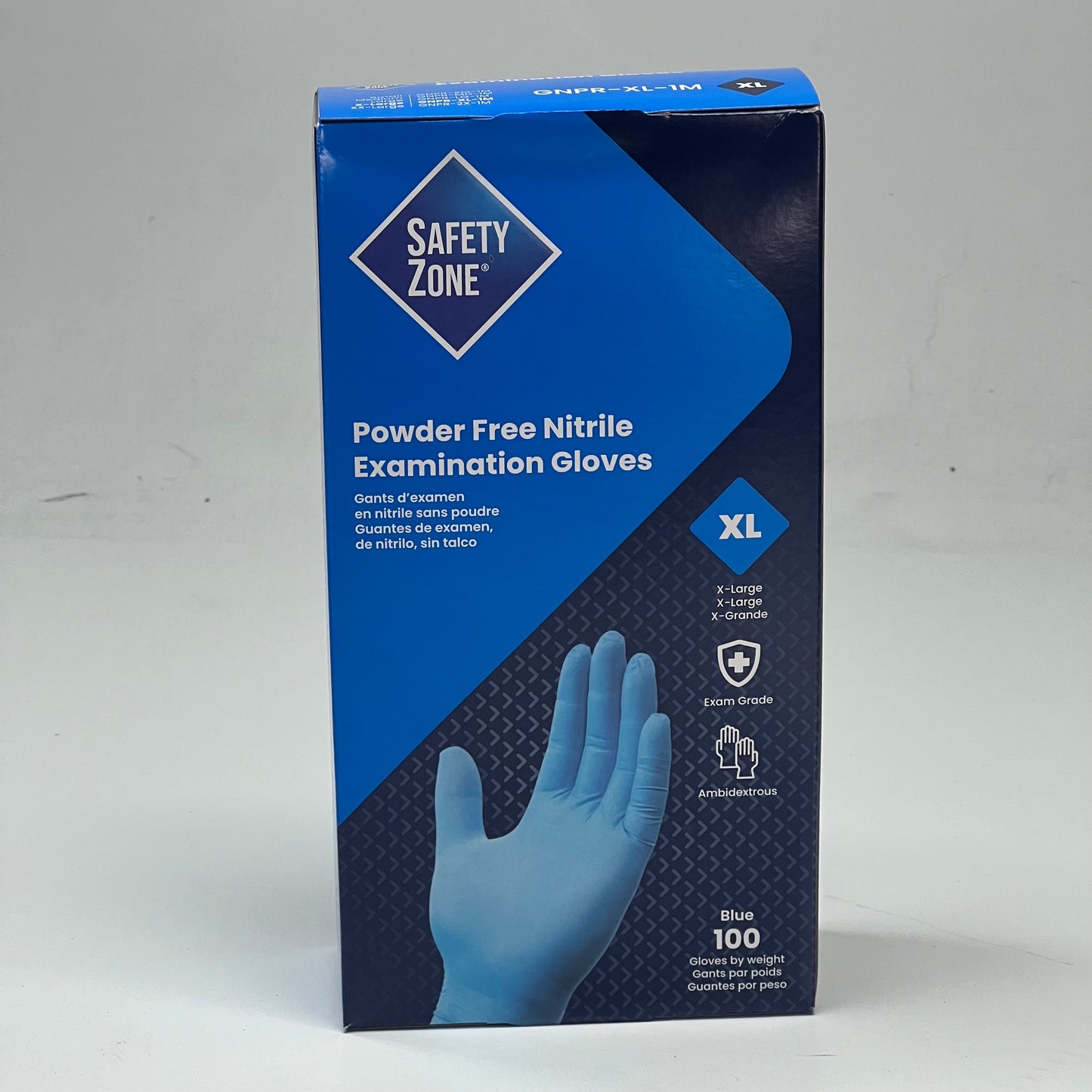 SAFETY ZONE (1000 Gloves) Powder Free Nitrile Examination Gloves Sz Extra Large - Blue