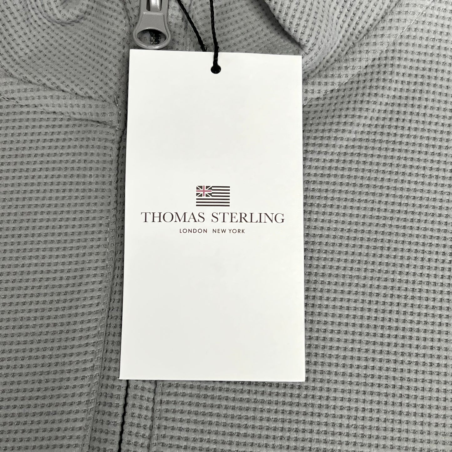 THOMAS STERLING Half Zip Soft Waffle Knit Jacket Mens Sz S Light Grey 1100034747