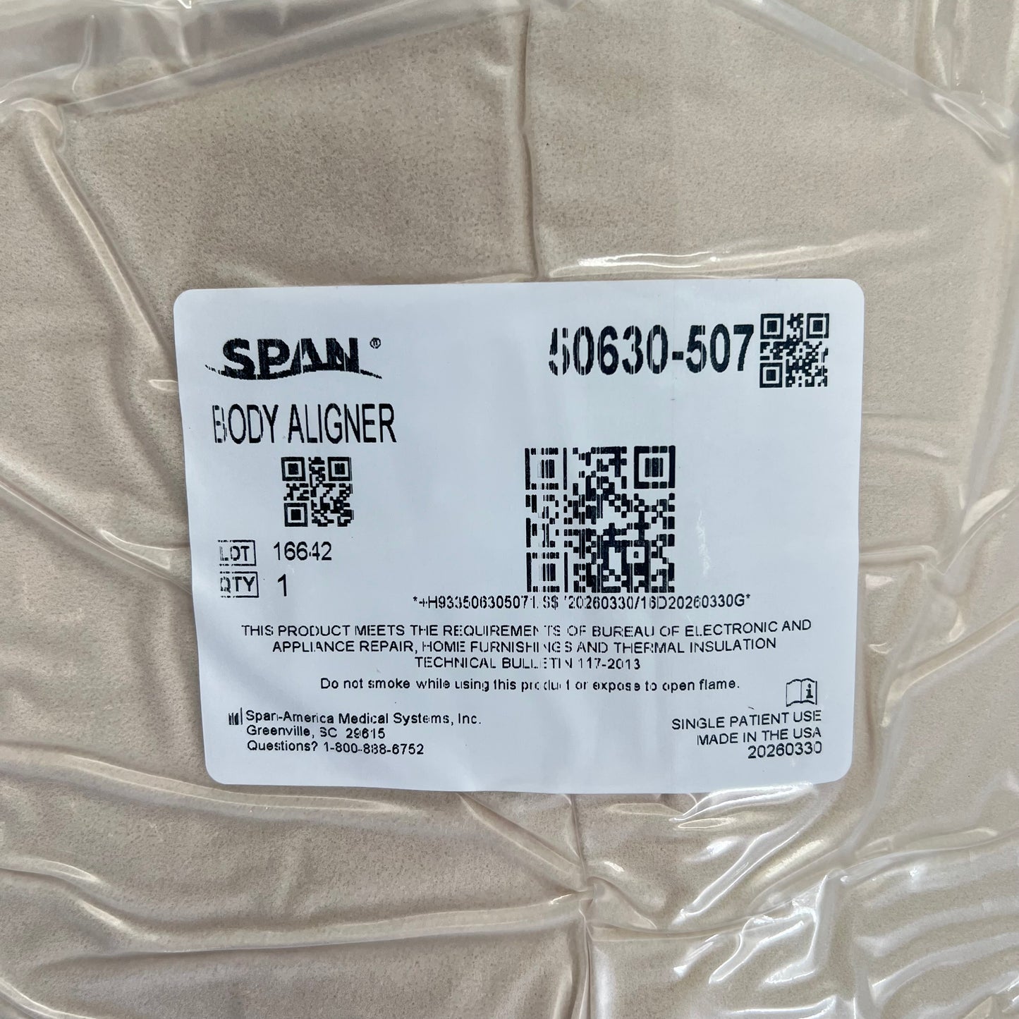 SPAN Body Wedge Economy Foam Aligner  45 Degree 24" L x 10.5" W White 50630-507