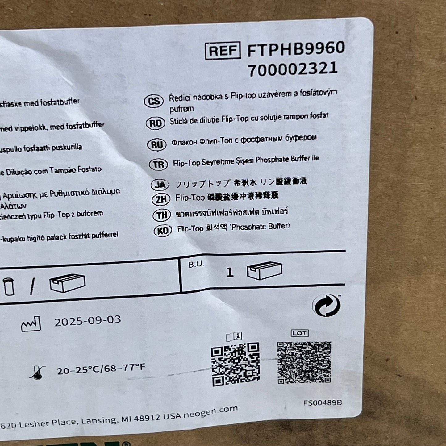 NEOGEN (60 PACK) Flip Top Dilution Bottle W/ Phosphate Buffer 99 mL BB 09/2027