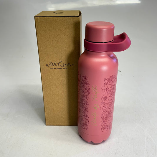 CHRISTIAN ART GIFTS Walk By Faith Stainless Steel Water Bottle 24 Fl Oz Pink