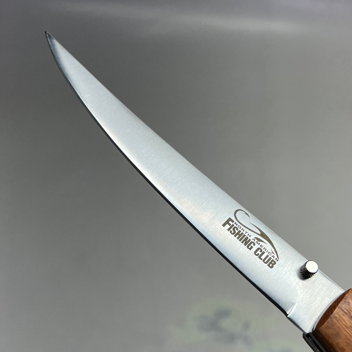 NORTH AMERICAN  Folding Fillet Knife W/ Case 14" Extended Brown Wood FMRFILET