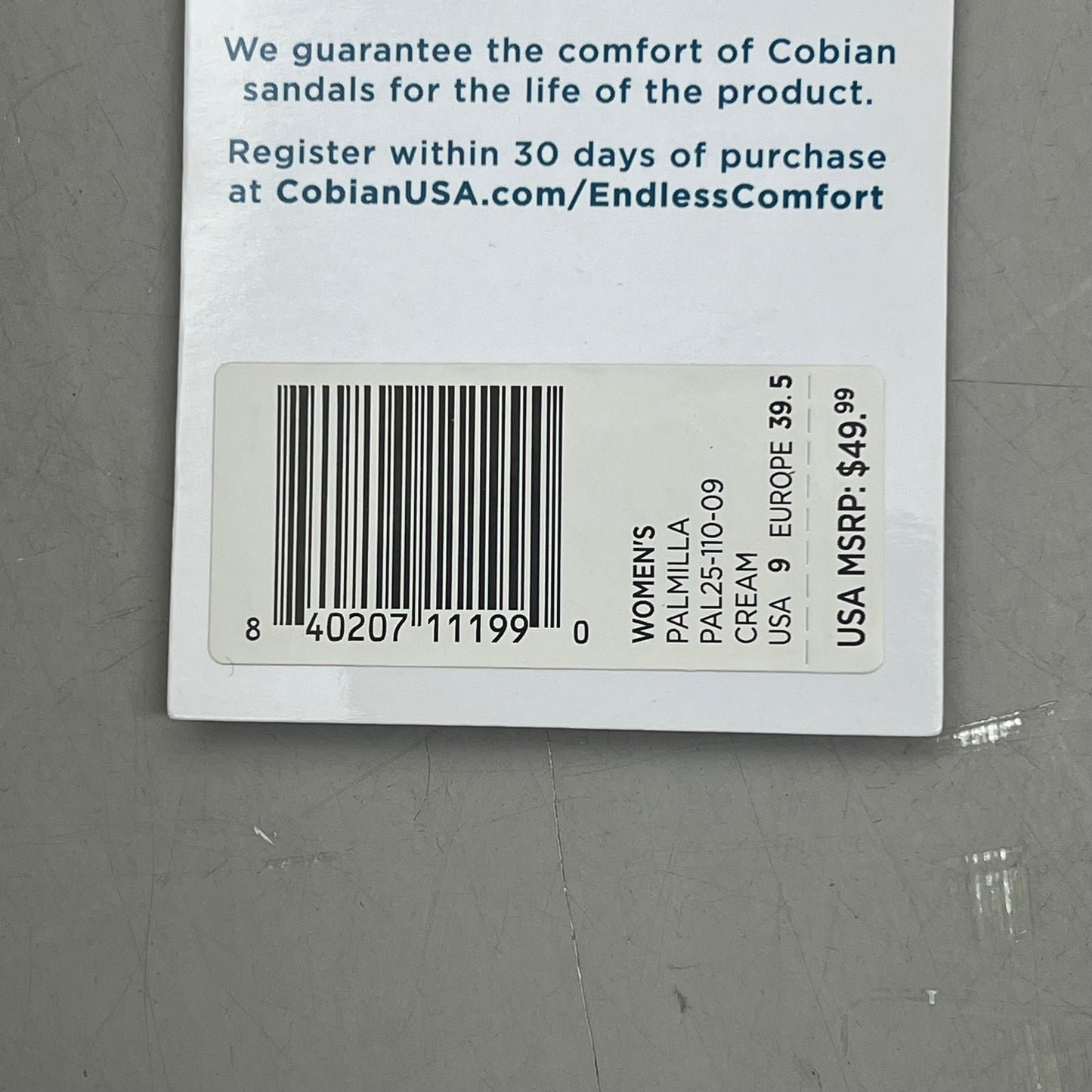 COBIAN Palmilla Braided Synthetic Leather Strap Women's Sz 9 EU 39.5 Cream PAL25-110-9