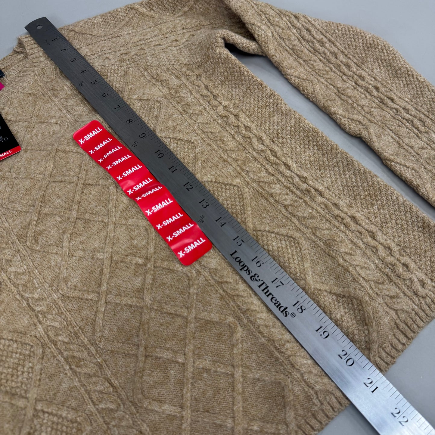 VINCE CAMUTO Cable Knit Sweater Women's Sz-XS Latte Heather SC2895