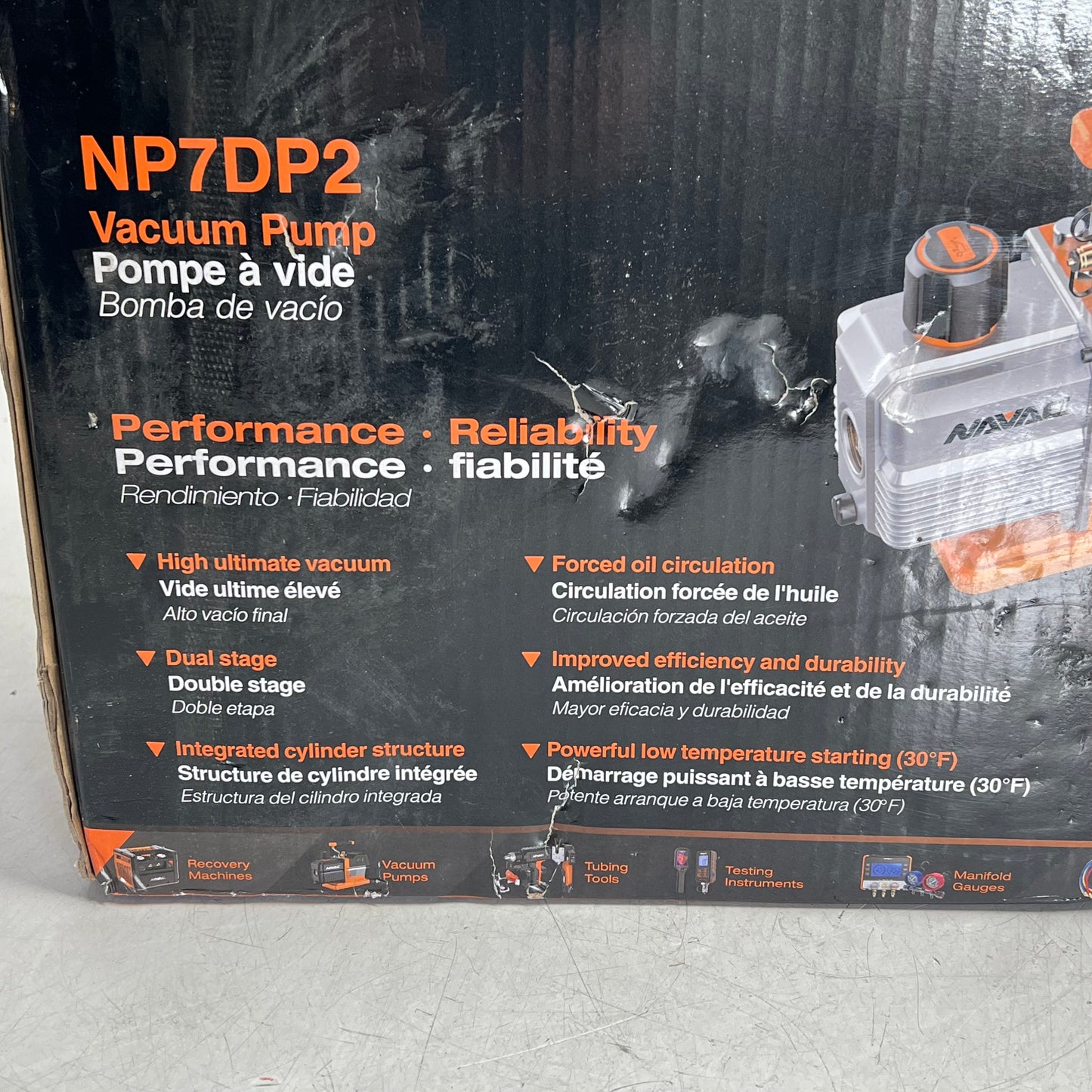 NAVAC Dual Stage Vacuum Pump A2l/r32 Compatible 7 CFM Orange/Silver NP7DP2