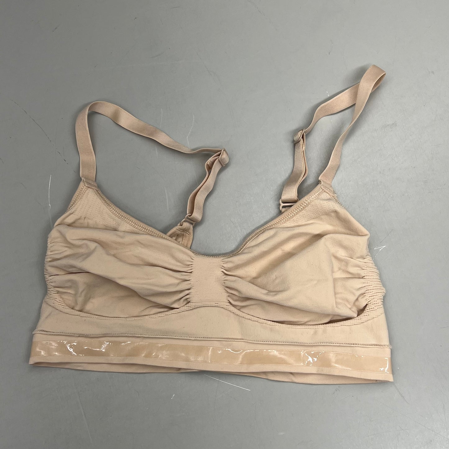 SKIMS Strong Support Seamless Sculpt Bralette Pique Stitching Women's Sz L Sand