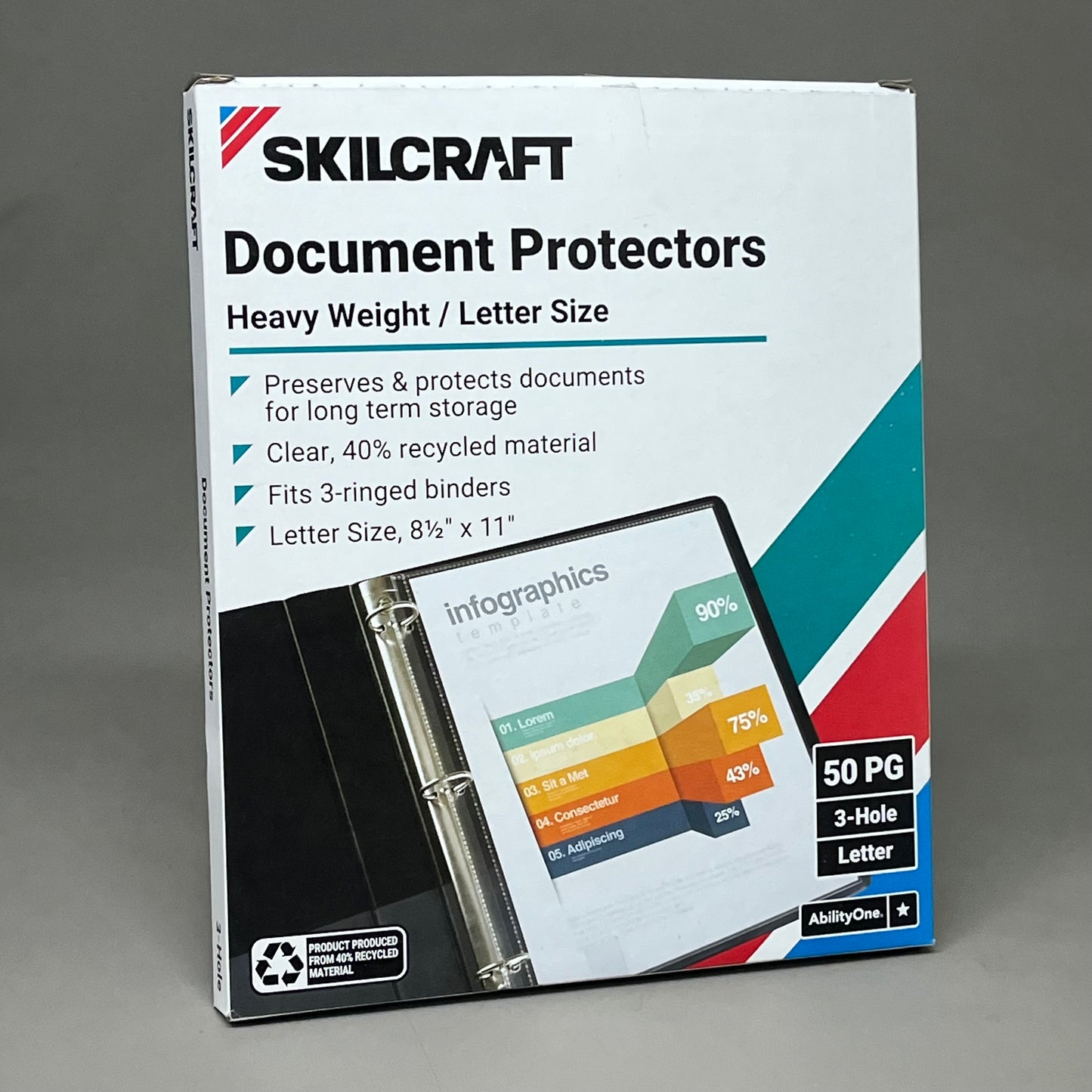 SKILCRAFT (2 PACK) Document Protectors Heavy Weight 3-Hole 8.5" x 11" 50 Sheets