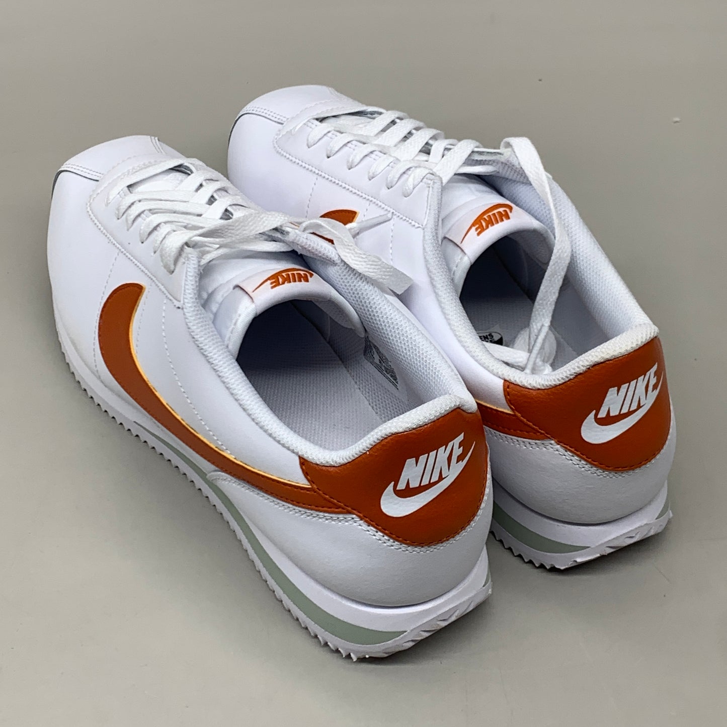 NIKE Cortez White and Campfire Orange 12.5 US/ EUR 47/ UK 1.5 DM4044-102