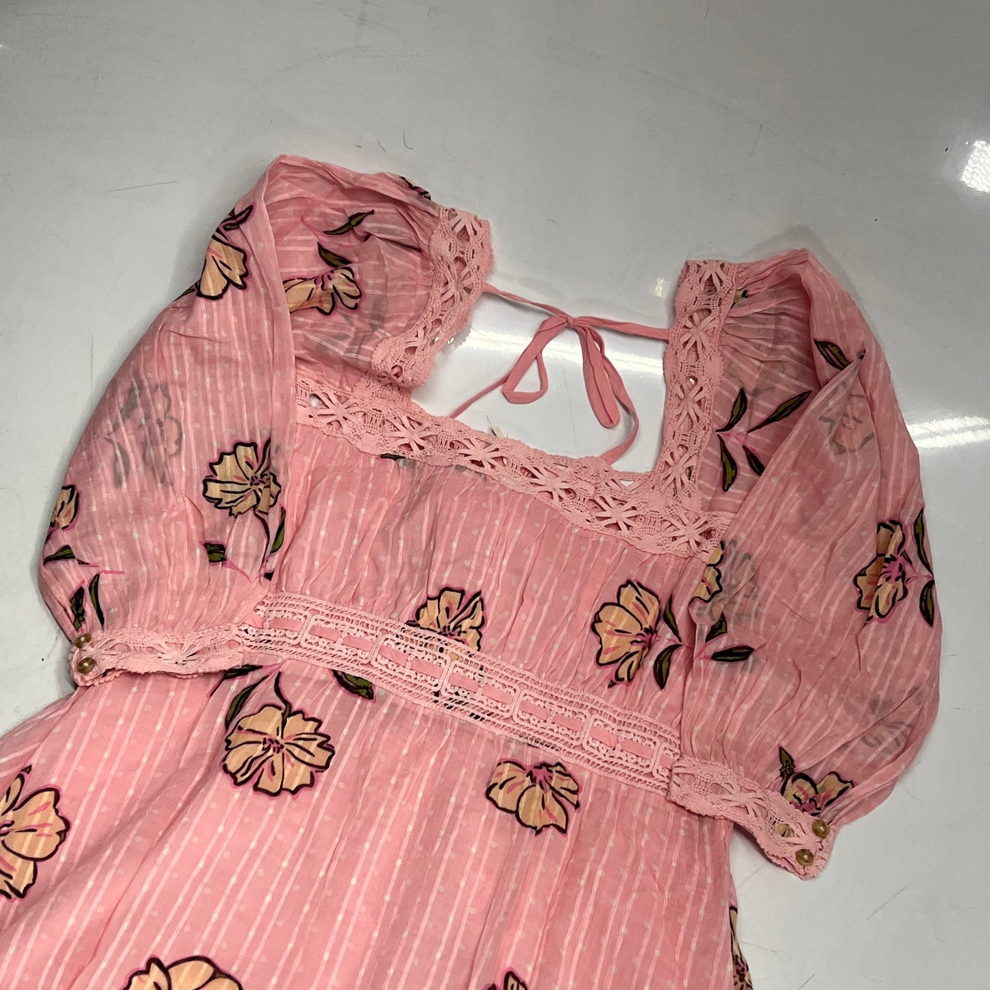FREE PEOPLE Morning Meadows Long-sleeve Maxi Dress Women's Sz S Pink 10049833