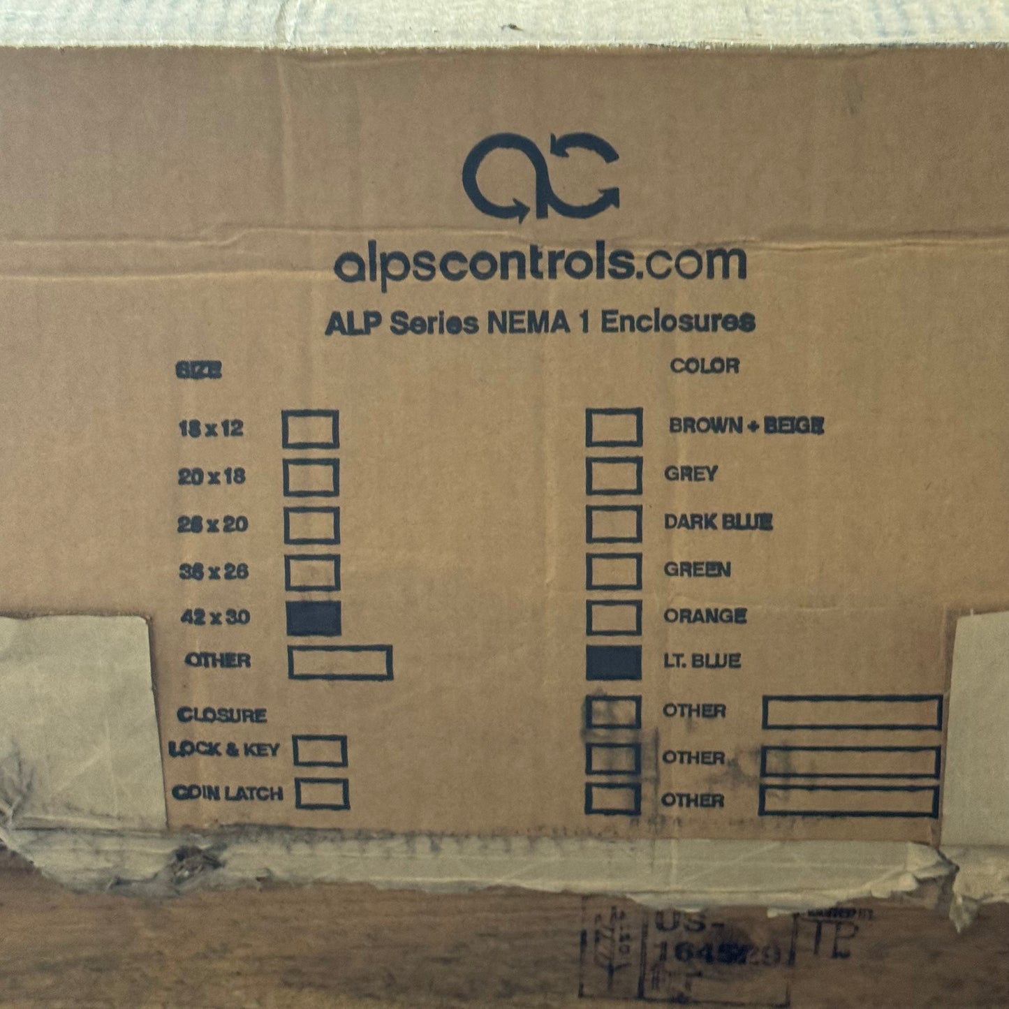 ALPSCONTROLS Powder Blue Nema 1 UL with Perf Panel Sz 42" x 30" x 7", Blue CM4230ULP-PB