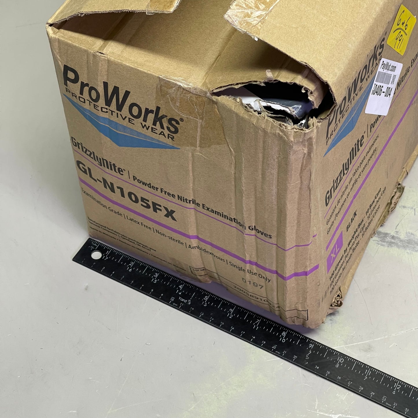 PROWORKS (1000 PACK) GrizzlyNite Powder Free Nitrile Examination Gloves XL Black GL-N105FX