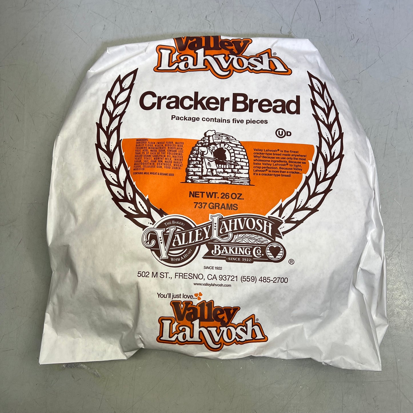 ZA@ VALLEY LAHVOSH (1 PACK, 5 EACH) Cracker Rounds "Breaking Bread" 15"  BB 04/27