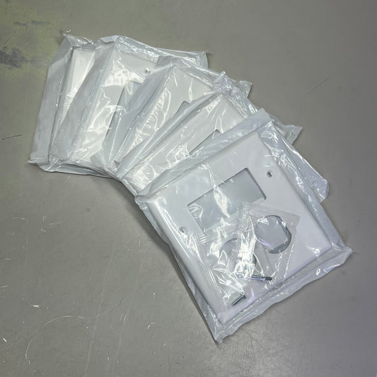 LEVITON (5 PACK) 2-Gang 1-Duplex Outlet Receptible Unbreakable Nylon  White PJ826-W