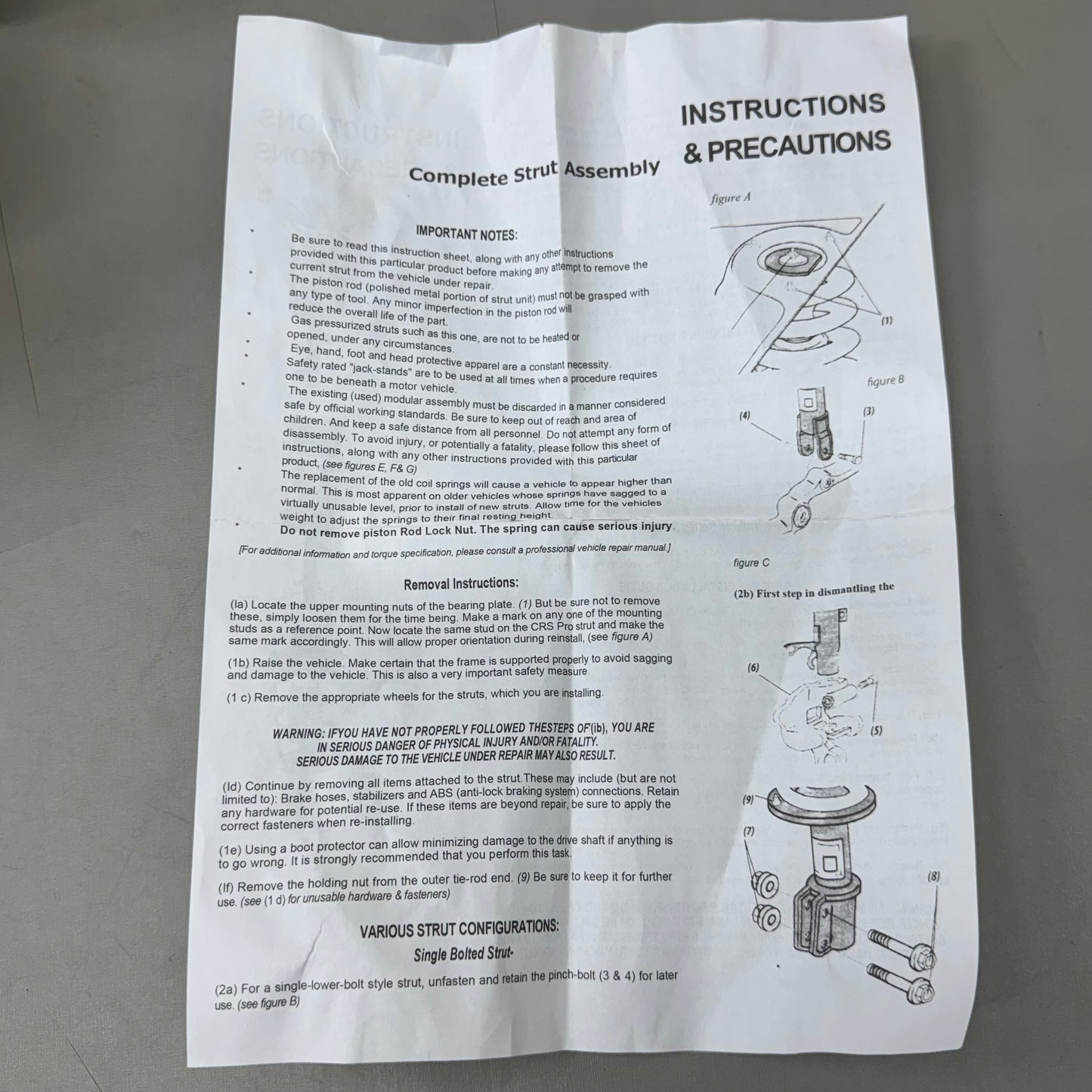 Toyota (2 Pack, Left/Right) Complete Strut Assembly For Toyota Corolla Black