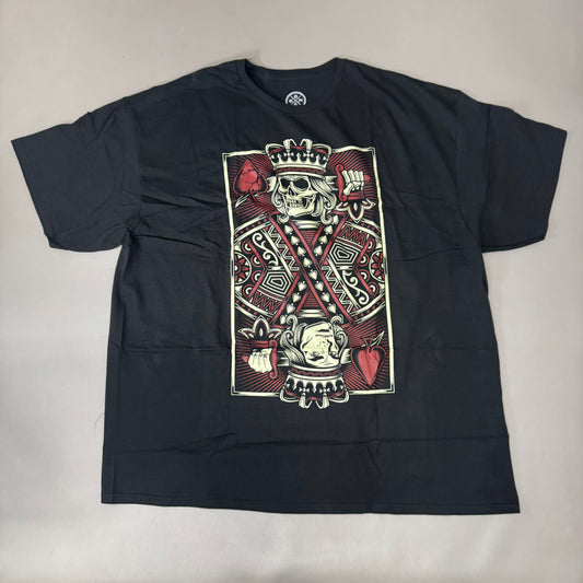DOM King Of Spades Skeleton Men's Black Graphic T-Shirt Unisex 3XL Black/Red