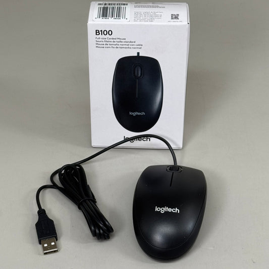 LOGITECH (2 PACK) B100 Optical USB Mouse Right or Left Handed Users Black 588444