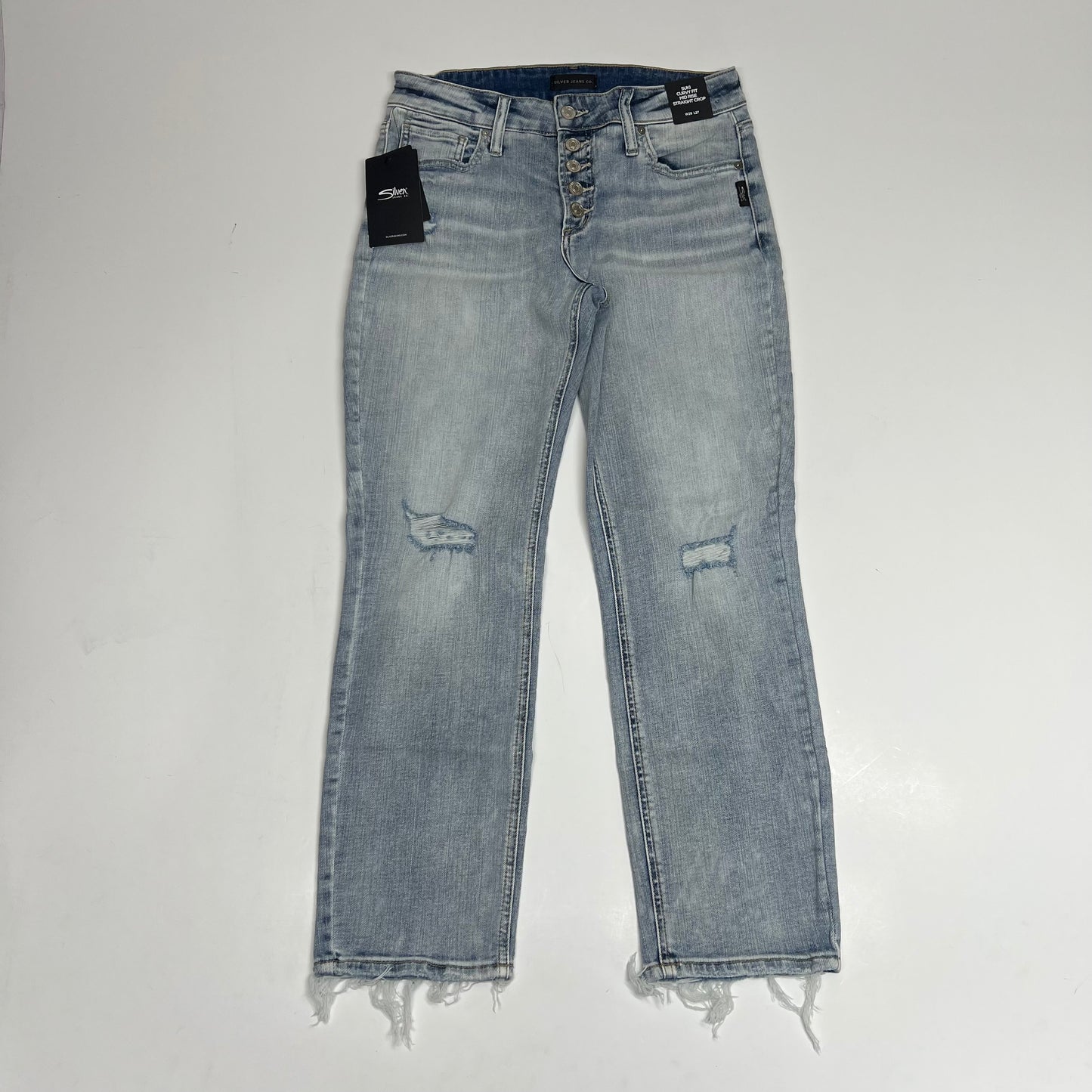 SILVER JEANS CO. Suki Curvy Mid Rise Straight Leg Jeans Women's Sz 29/27 Indigo