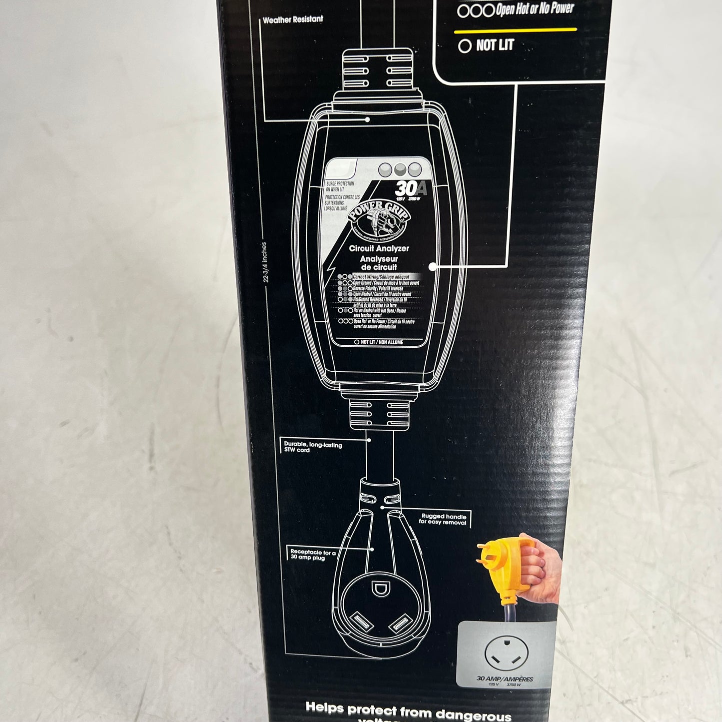 CAMCO Power Grip Camper/rv Circuit Analyzer Dogbone 30-Amp Yellow/Black 55318