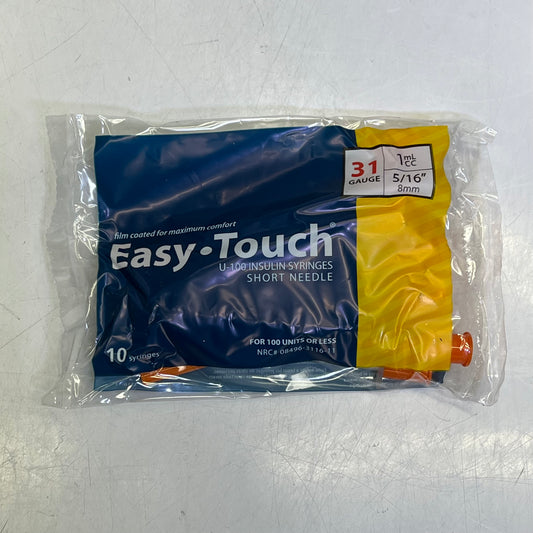 EASY TOUCH (100 PACK) Insulin Syringes 31G 1CC 5/16" 31 Gauge 1mL BB09/29 831165