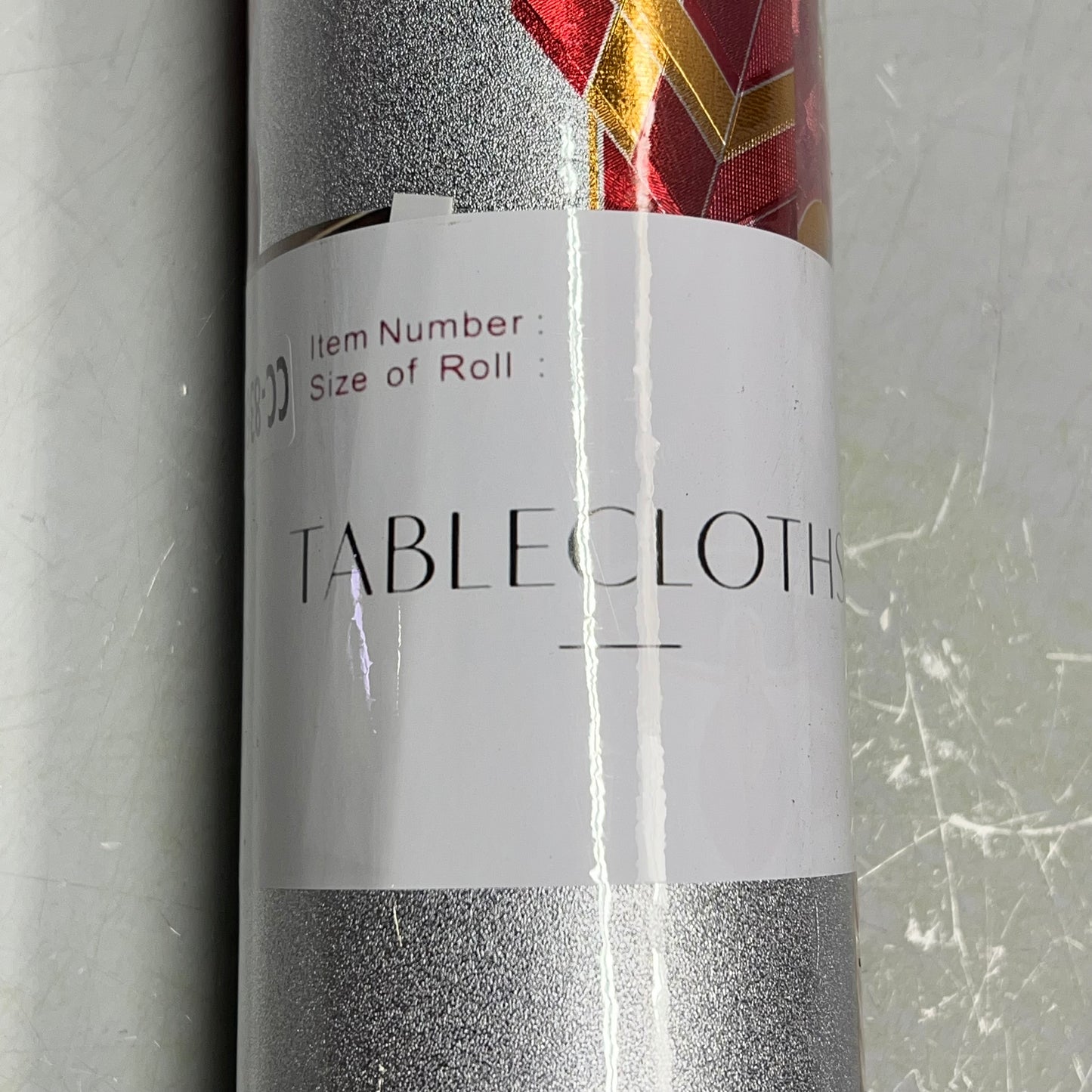 Christmas Shimmery Poinsettia & Presents Table Cloth 54"x60' Silver/Red CC-8364