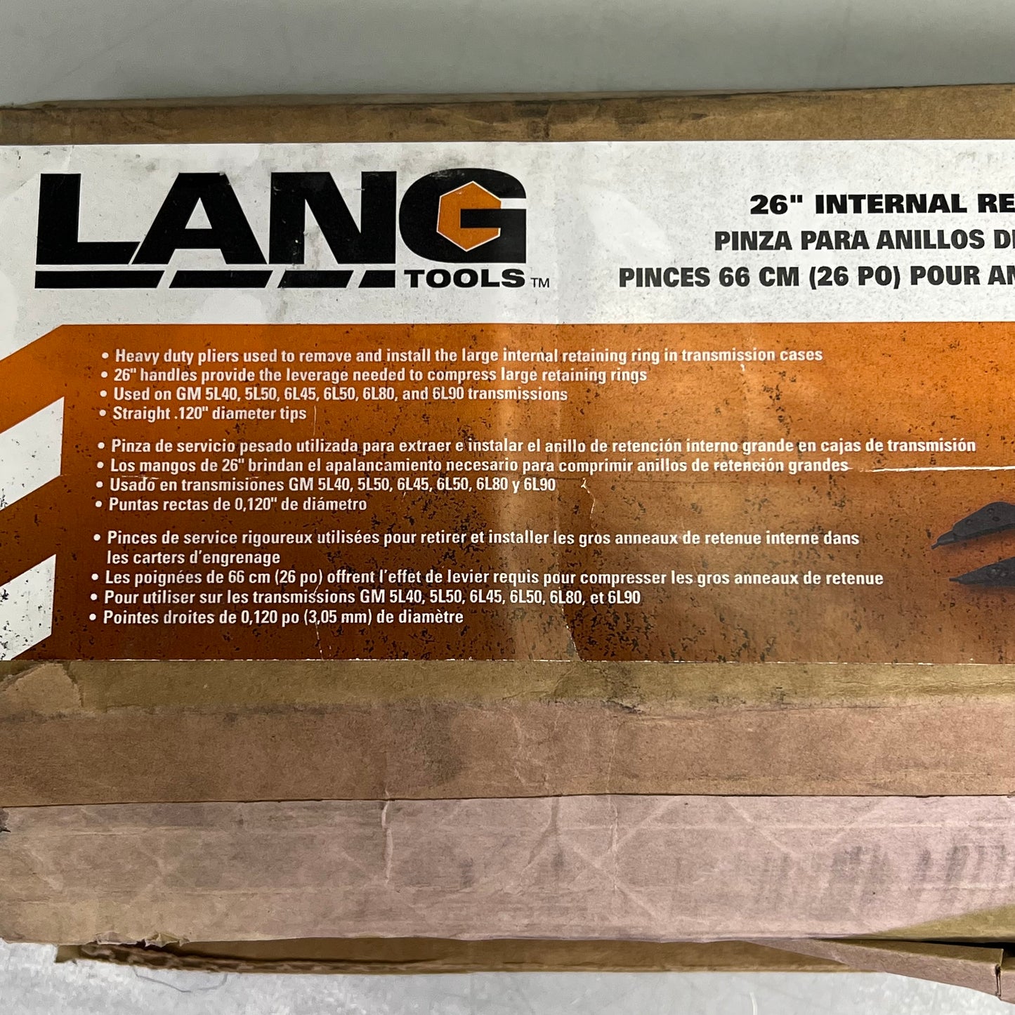 LANG TOOLS Internal Retaining Ring Pliers Interchangeable Tip 26" Black 1489