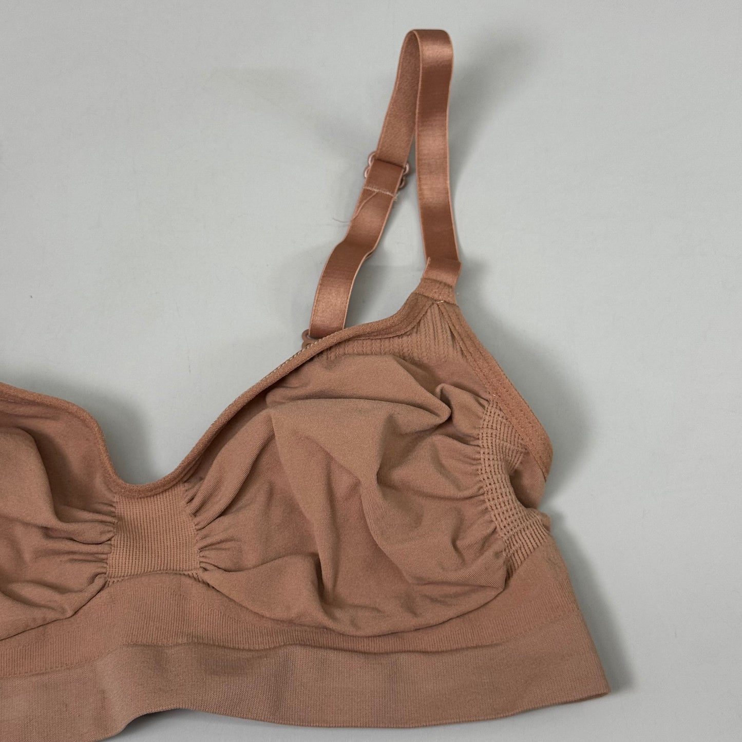 SKIMS Strong Support Seamless Bralette Pique Stitching Women's Sz L/XL Sienna