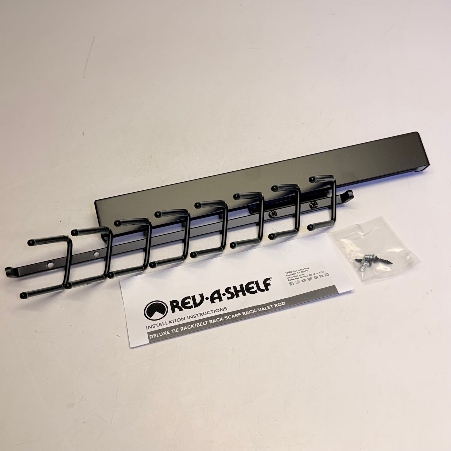 REV A SHELF Deluxe Sliding Pull Out Tie Rack 14" Matte Black CTRSL-14-MB-1