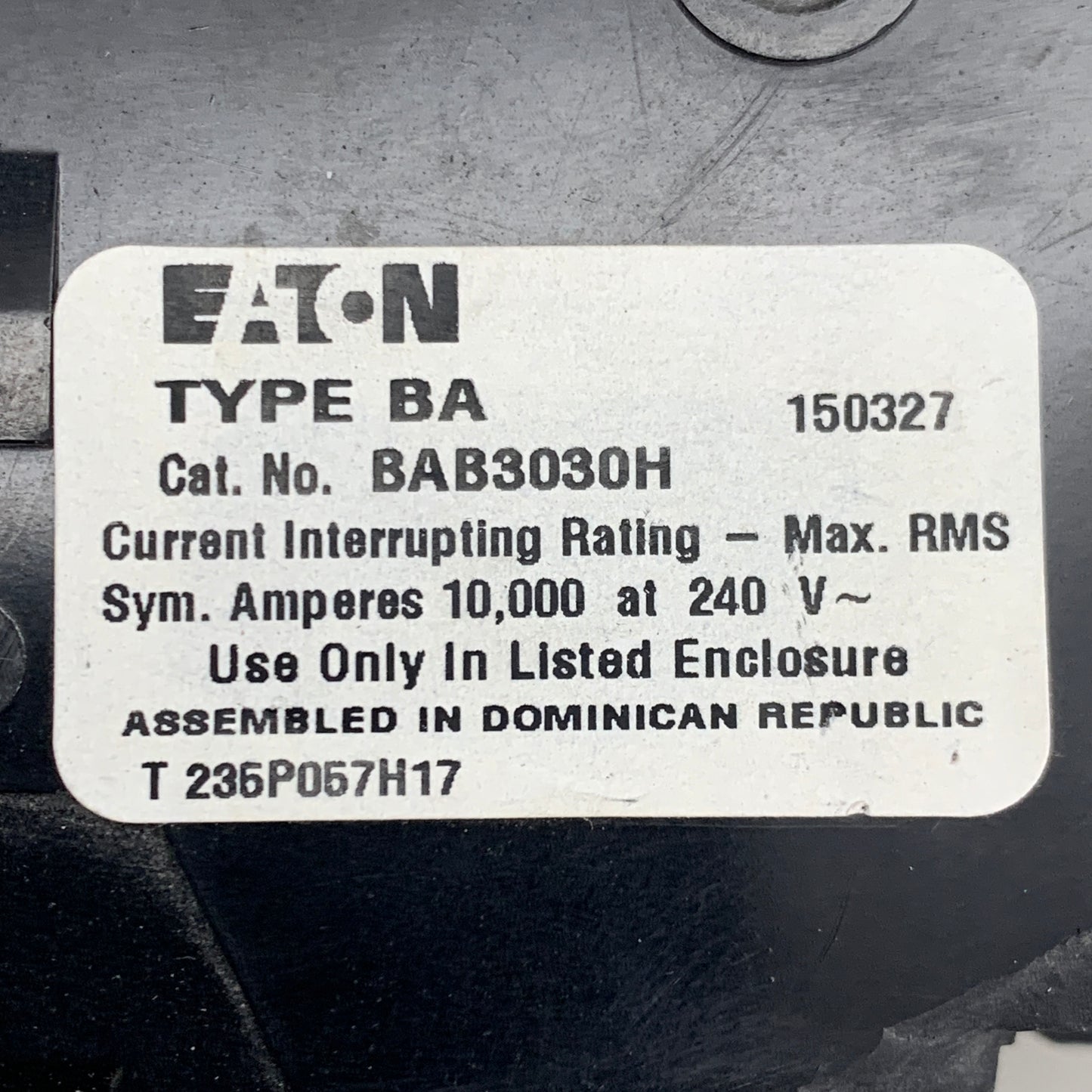 EATON (4 PACK!) BAB Miniature Circuit Breaker 30 3" x 3" Black 150424 AS-IS