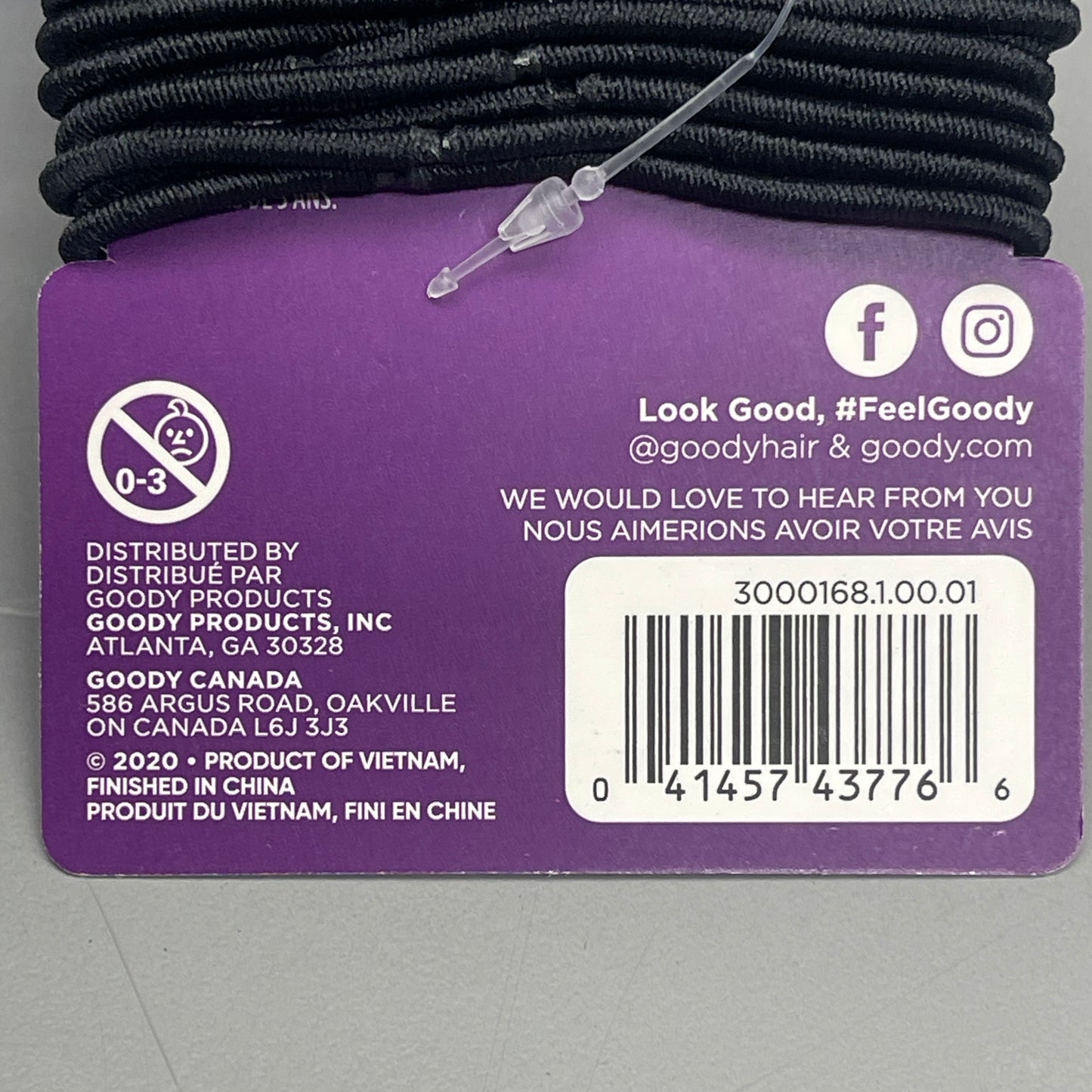 GOODY 3 Sets of 50! Ouchless Damage-Free Hold Elastics 150 CT Black 3000168 (New)