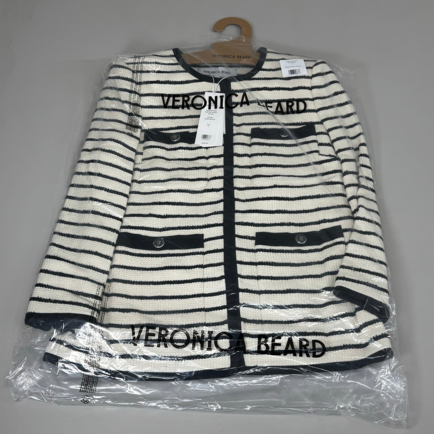 VERONICA BEARD Women's Foster Dickey Jacket Sz-8 Ivory/Black 2406TW7410717