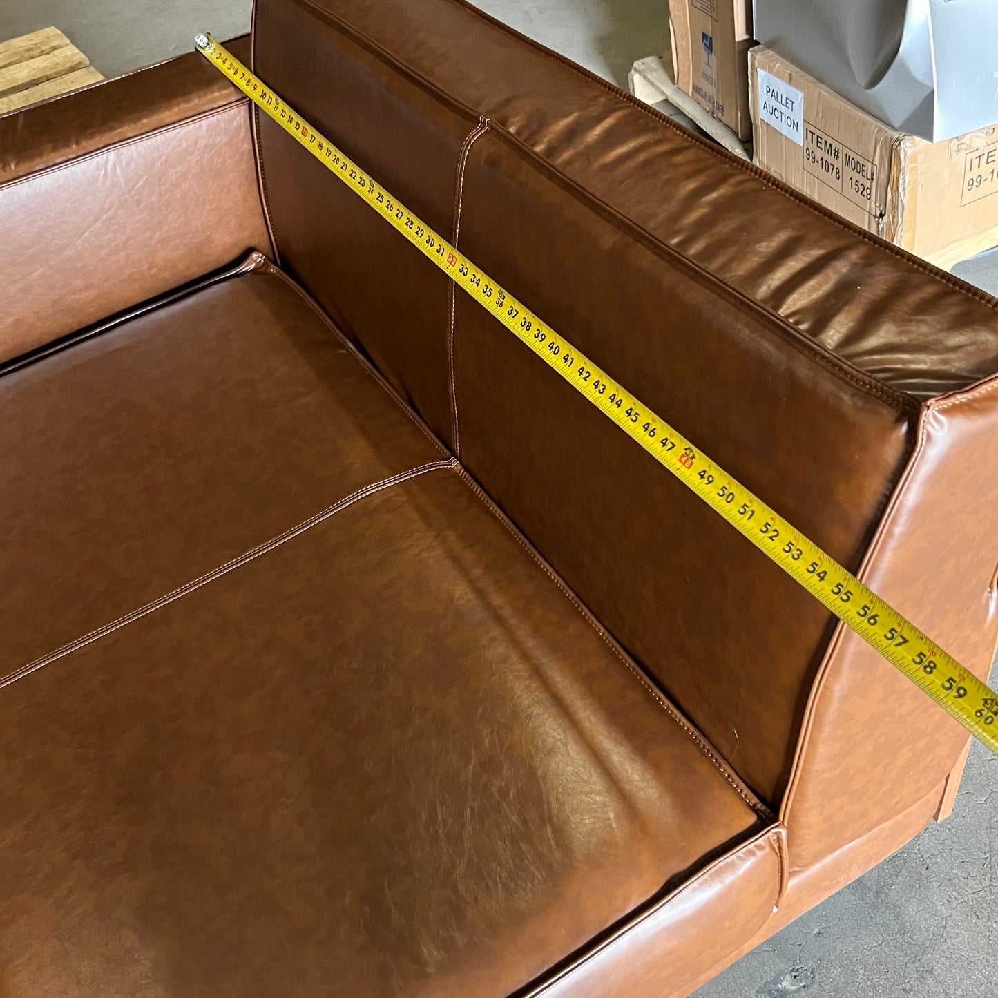 Leather Sectional Sofa 92"L x 55"W x 33"H Brown (New Other)