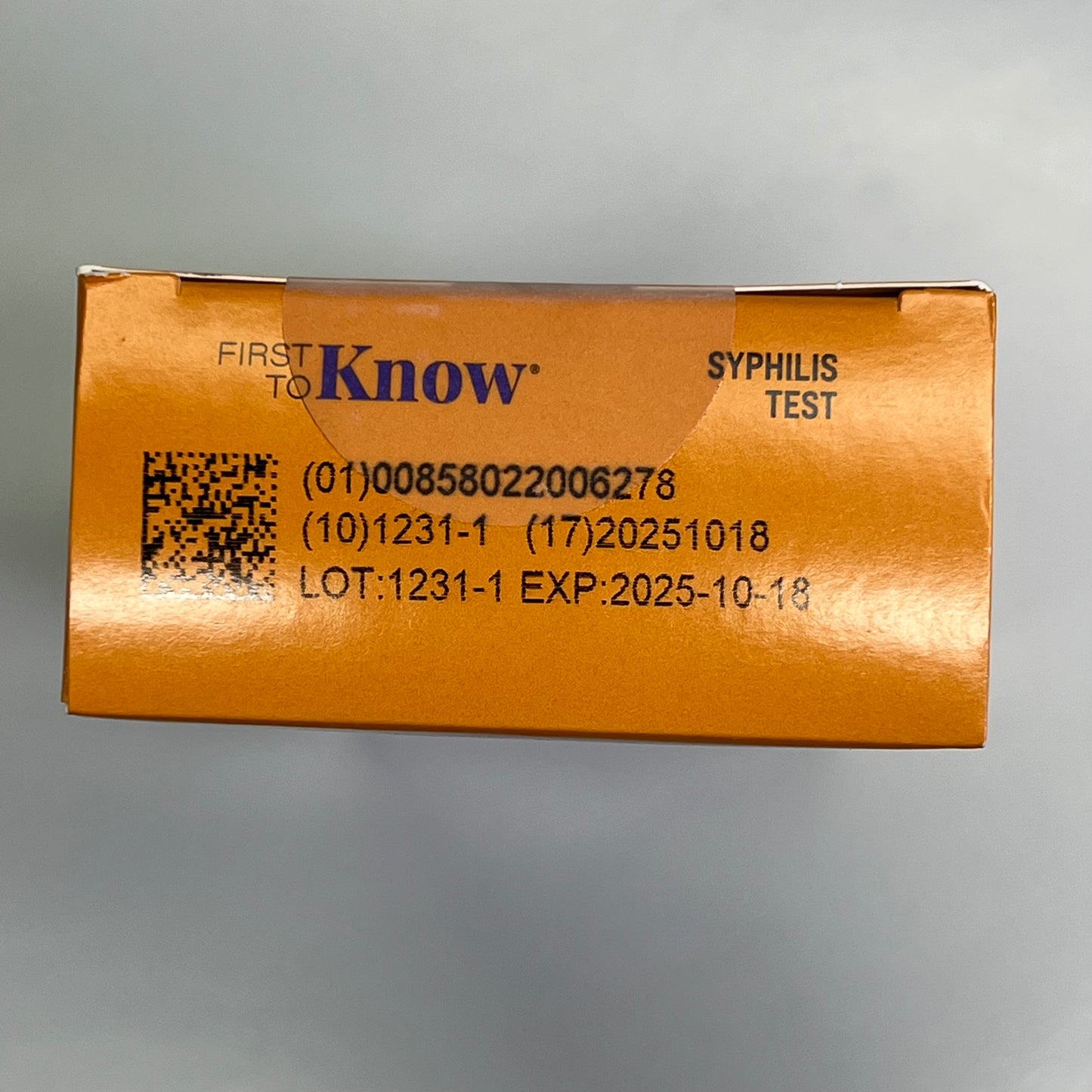 FIRST TO KNOW (1 TEST PER BOX) In Home Syphilis Test Kit 15 Min Results BB 10/25