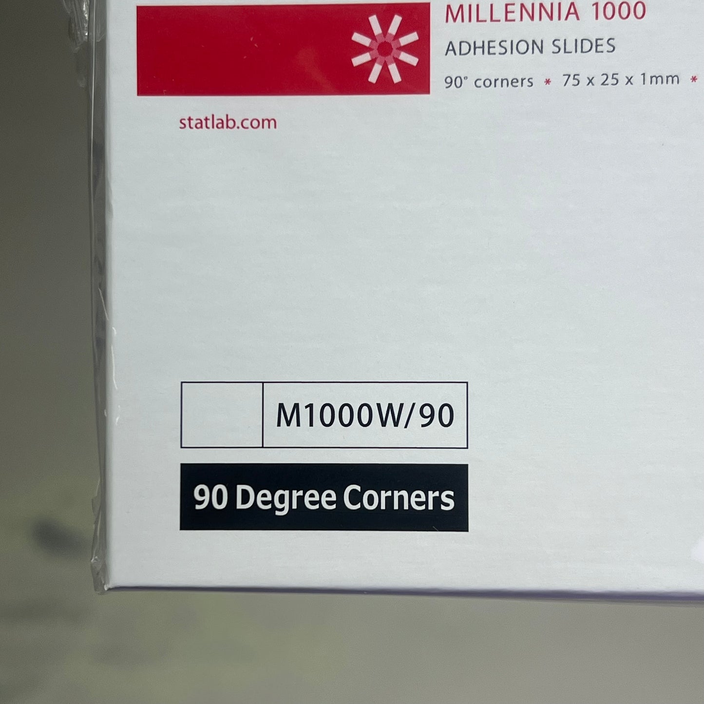 STATLAB (100 PACK) Millennia 1000 Adhesion Slides 90° Corners 75x25mm M1000W/90