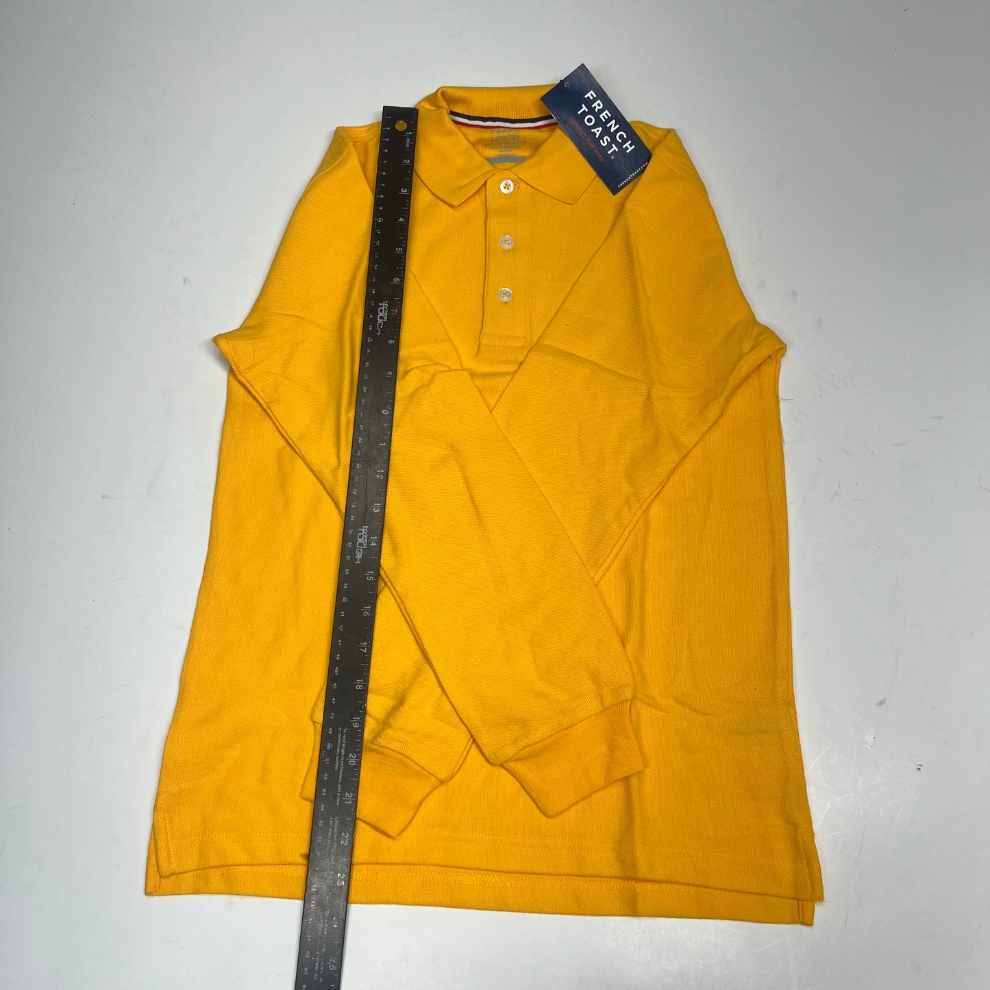 ZA@ FRENCH TOAST  Schoolwear Made for Kids Long Sleeve Polo Boys Sz L Gold 1009