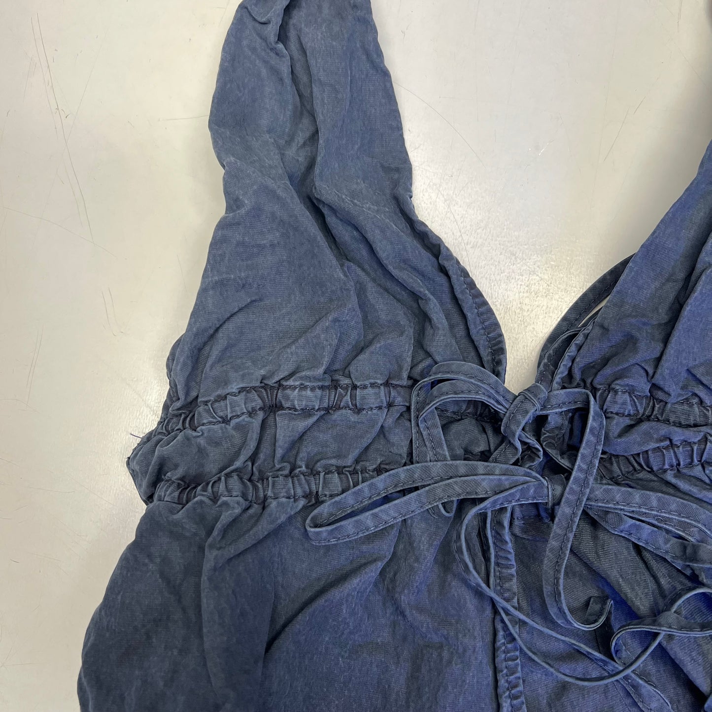 FREE PEOPLE Sidra Set Halter Top & Knee Shorts Women's Sz S India Ink 98363328