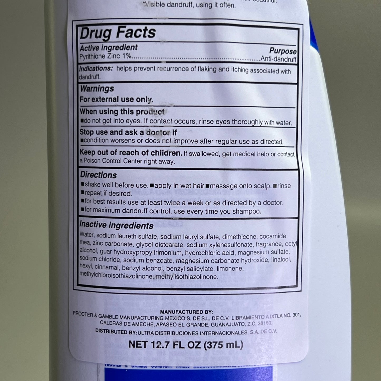 HEAD & SHOULDERS (6 PACK) Men Original Old Spice Scent Shampoo Control 375ml