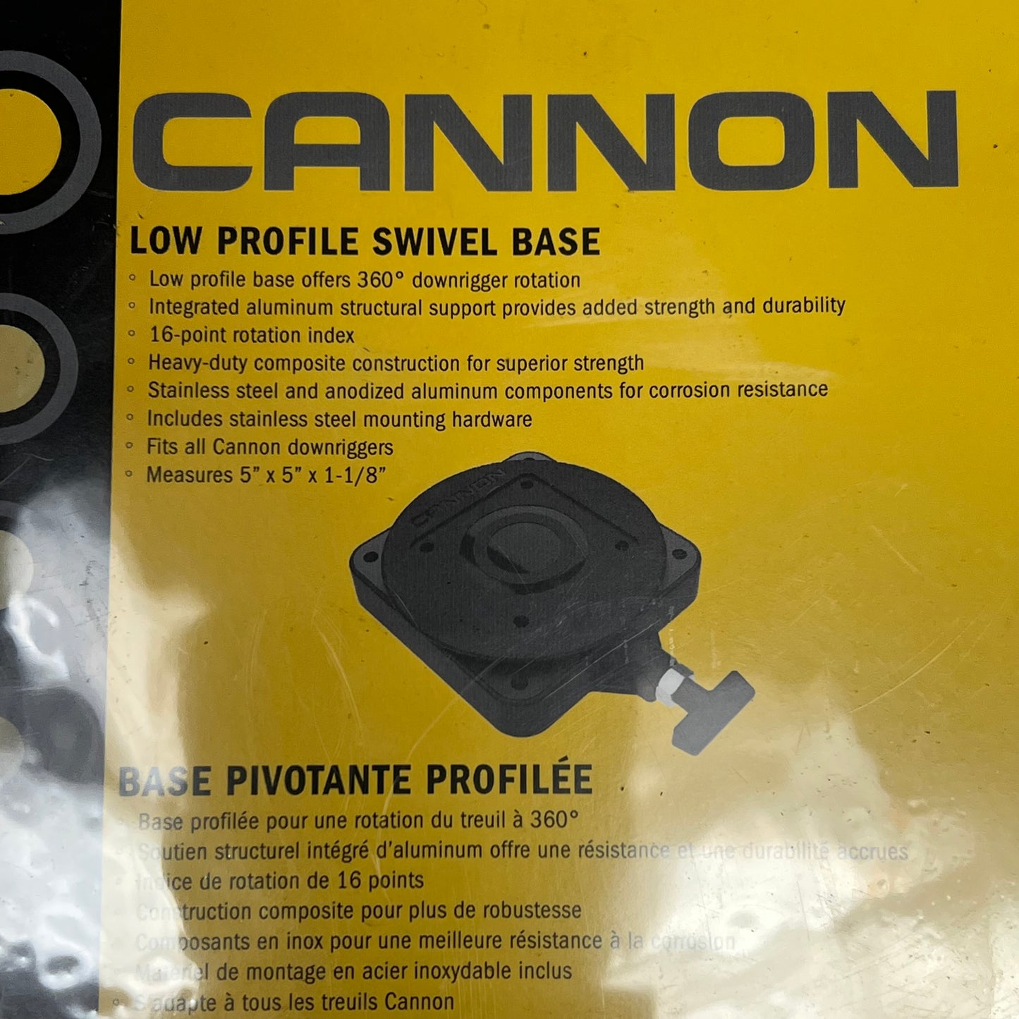 CANNON Low Profile Swivel Downrigger Base 16-Point 360° Rotation Black 2207003