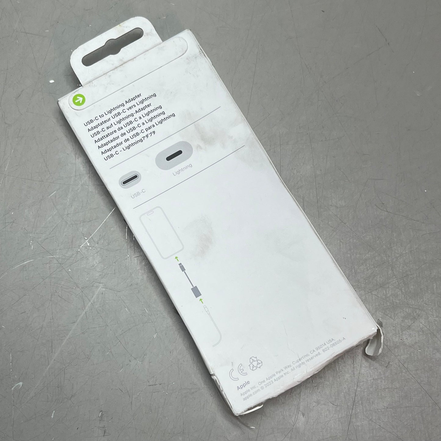 APPLE Fast Charging USB-C To Lightning Adapter 1 Ft White 057-00-2871 (Return)