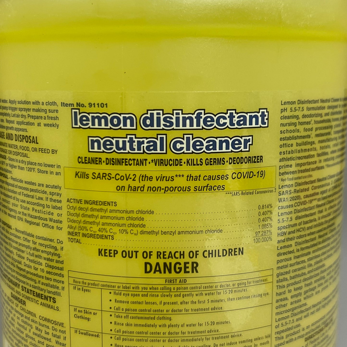 Lemon Disinfectant Neutral Cleaner (2 Pack) Gallon Yellow