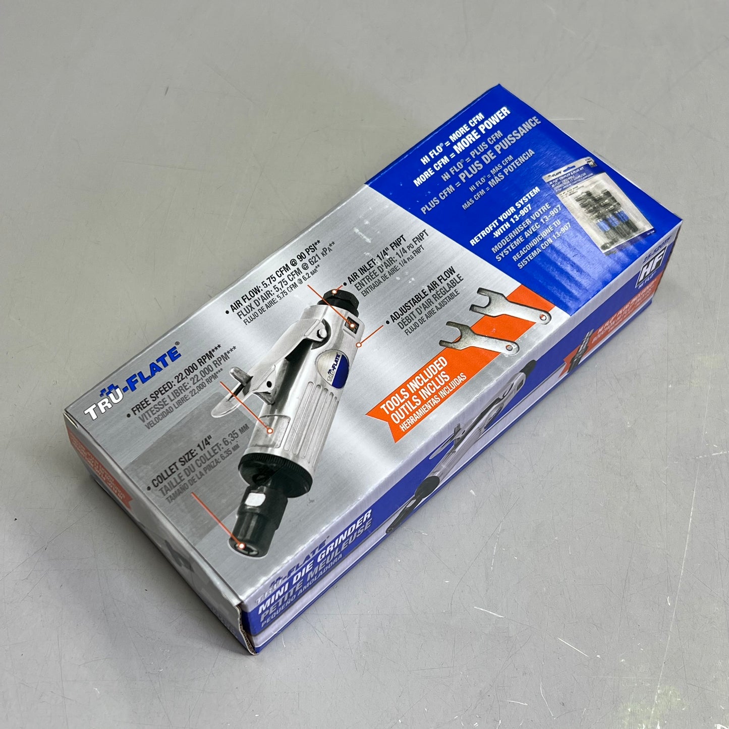 TRU-FLTE Compact Mini Die Grinder W/ HI FLO Plug Included Chrome 25-520TF