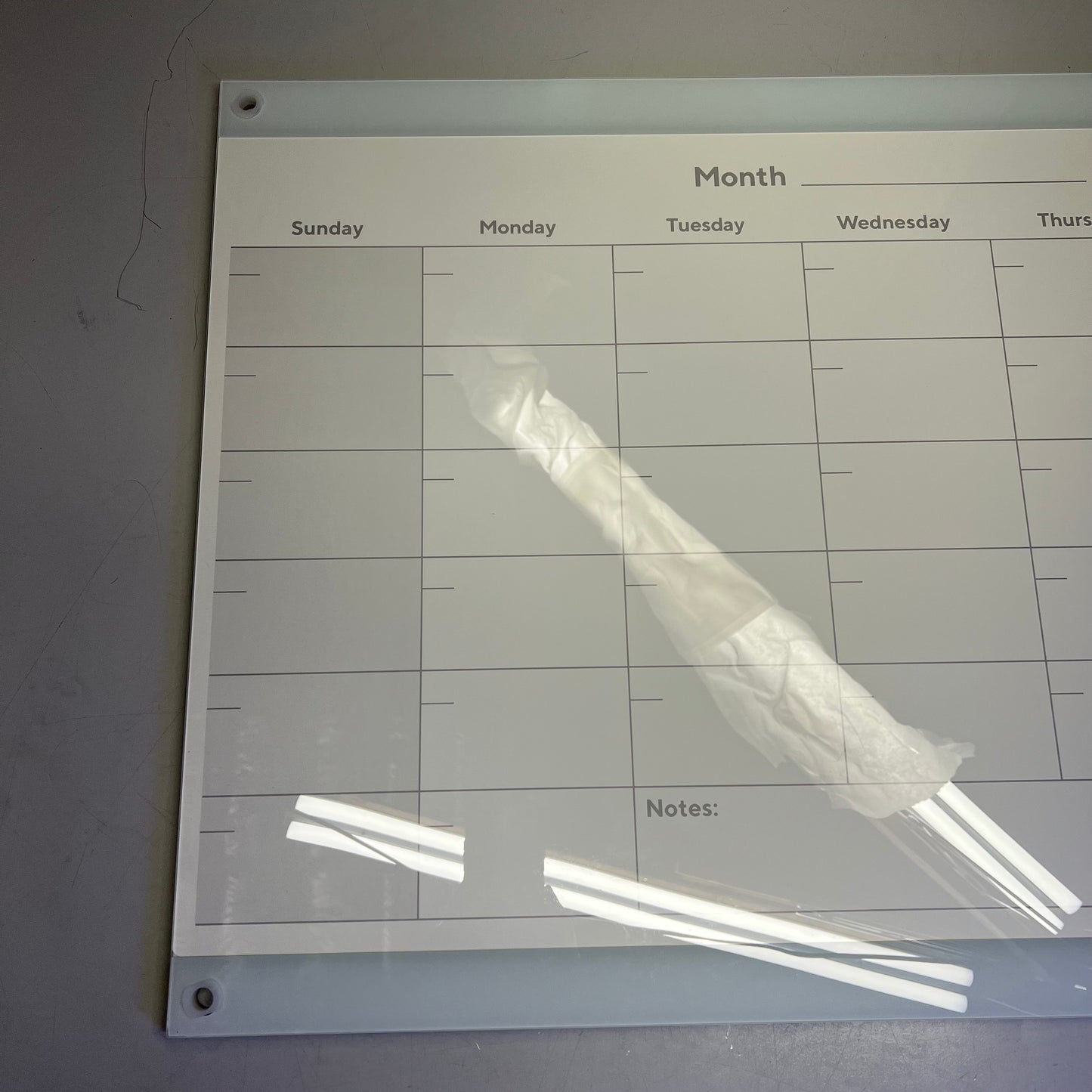 TRU RED Glass Templated Magnetic Glass Dry-Erase Whiteboard 3'x2' White TR62139