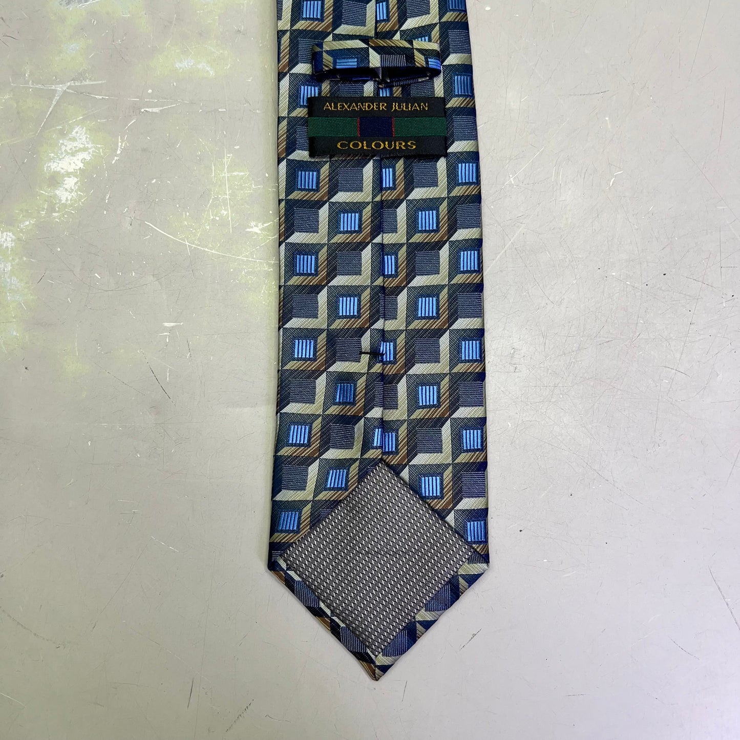 ALEXANDER JULIAN COLOURS 3D Square Tie 60" Blue/Multicolor Pattern (Pre-Owned)