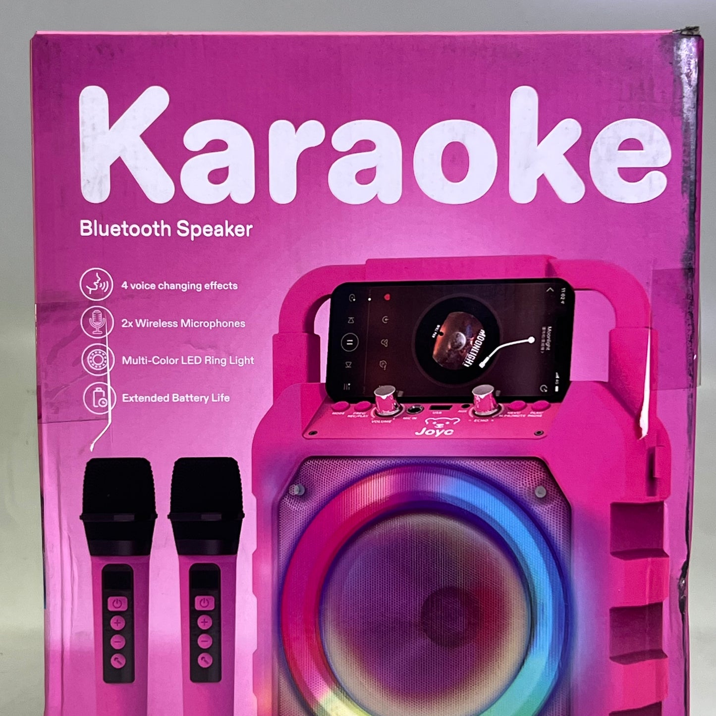JOYC Mic Drop Karaoke Machine With 2 Wireless Mics & RGB Lights 2AKZ8-LBS237