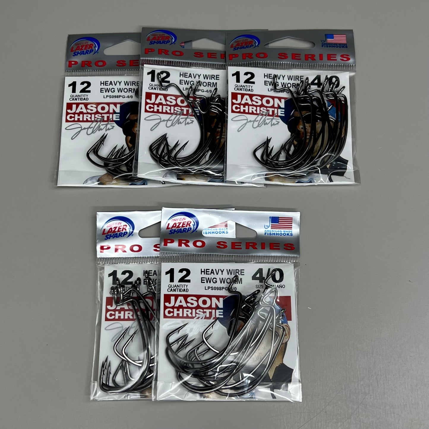 EAGLE CLAW (5 PACK) Round Bend EWG Worm Hook Platinum Blk #4/0 12pc LPS098PG-4/0