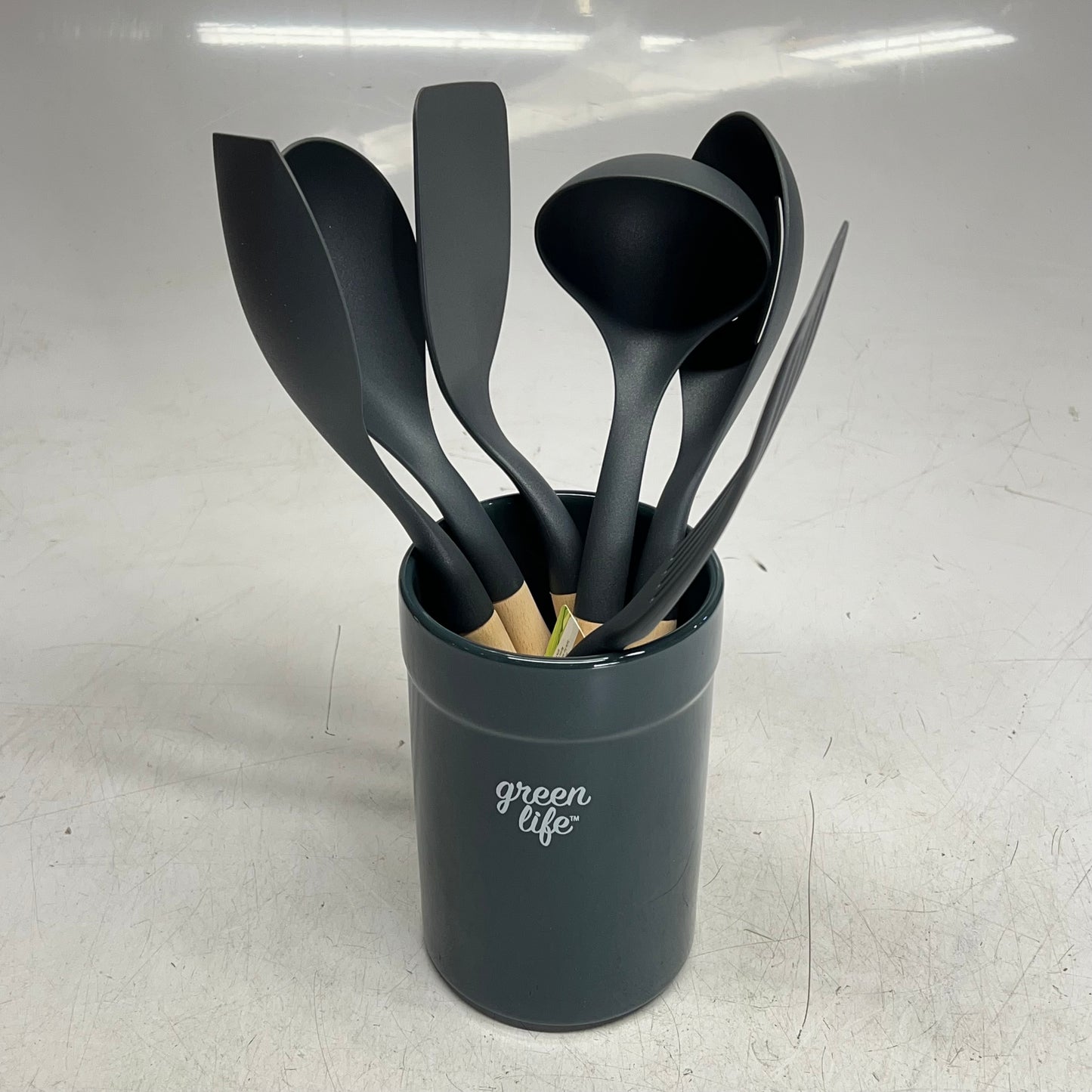 GREEN LIFE (7 PIECE) Cooking Tools & Utensils Set Wood & Nylon Gray CC005007-001